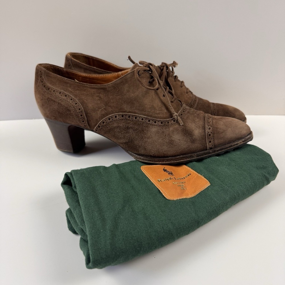 Vtg Polo Ralph Lauren Oxford Wingtip Heels Derby Booties Pumps Sz 10 B Italy